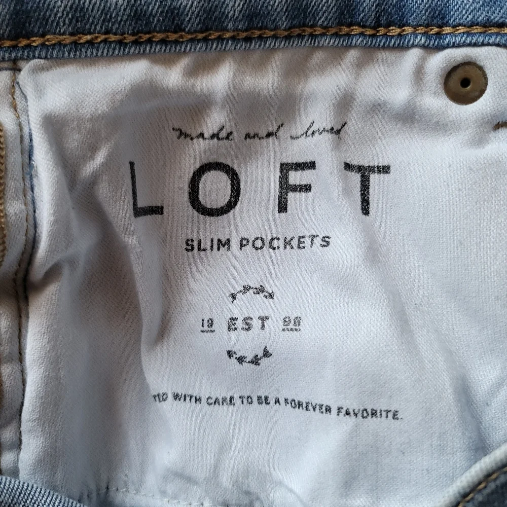 Loft Jeans Womens Size 28/6 Blue Skinny Slim Pockets Embellished Tuxedo Stripe